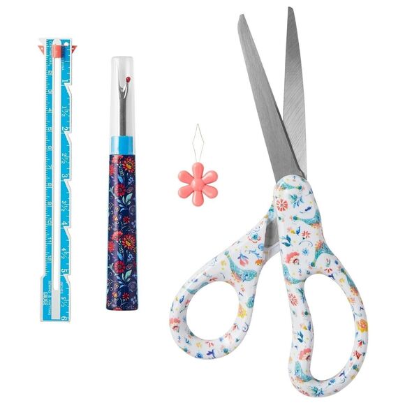 Pioneer Woman Mazie Sewing Kit Carrying Case Scissors Needles Seam Ripper Crafts - Picture 4 of 5